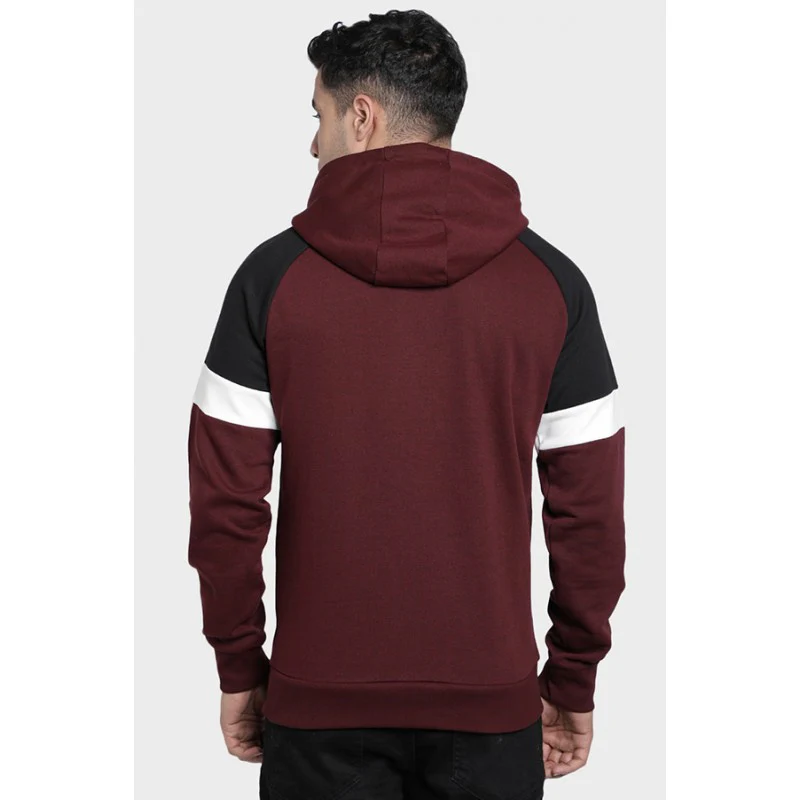 Mens Maroon Melange Hoodie - Image 4