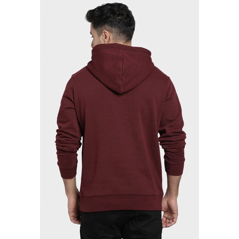 Mens Maroon Melange Hoodie - Image 4
