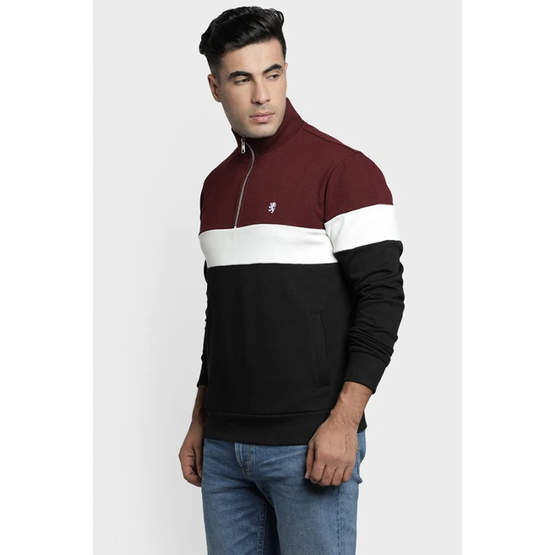 Mens Maroon Melange Sweatshirt - Image 3