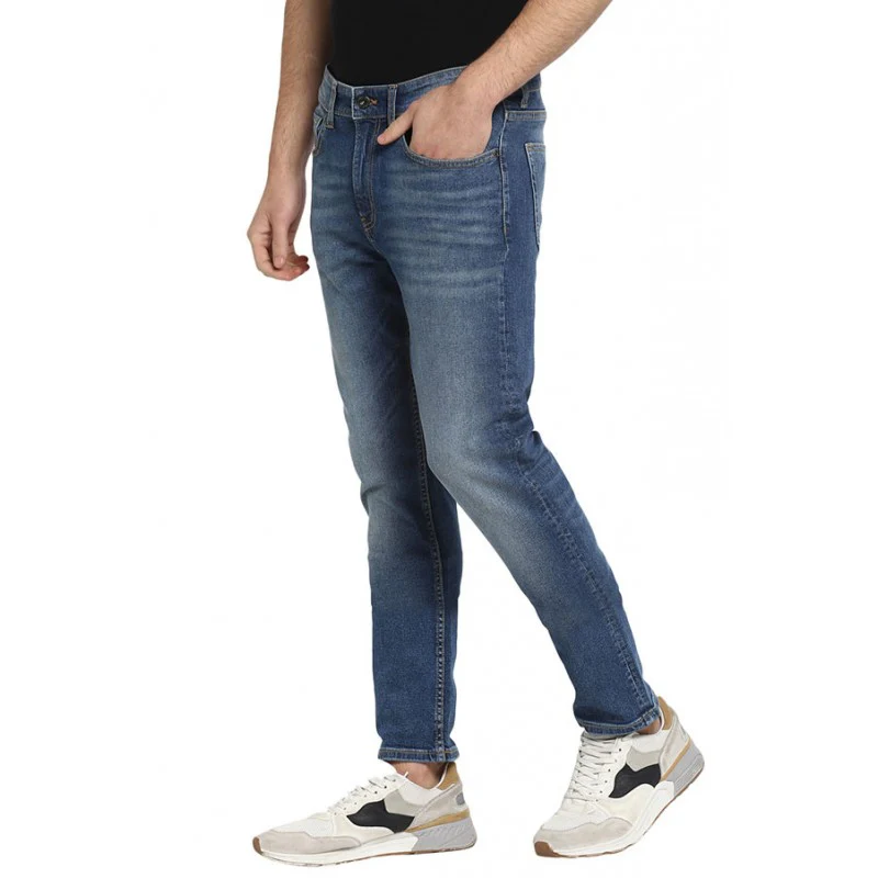 Men's Medium Blue Cotton Elastane Skinny Fit Jeans - Image 2