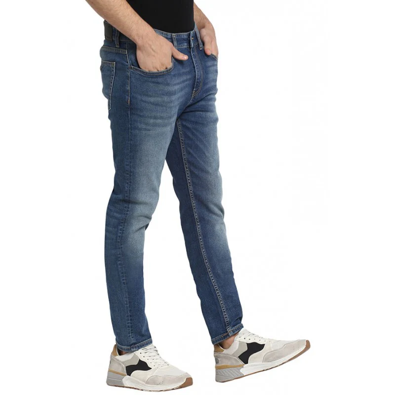 Men's Medium Blue Cotton Elastane Skinny Fit Jeans - Image 3