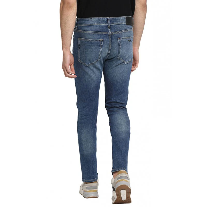 Men's Medium Blue Cotton Elastane Skinny Fit Jeans - Image 5
