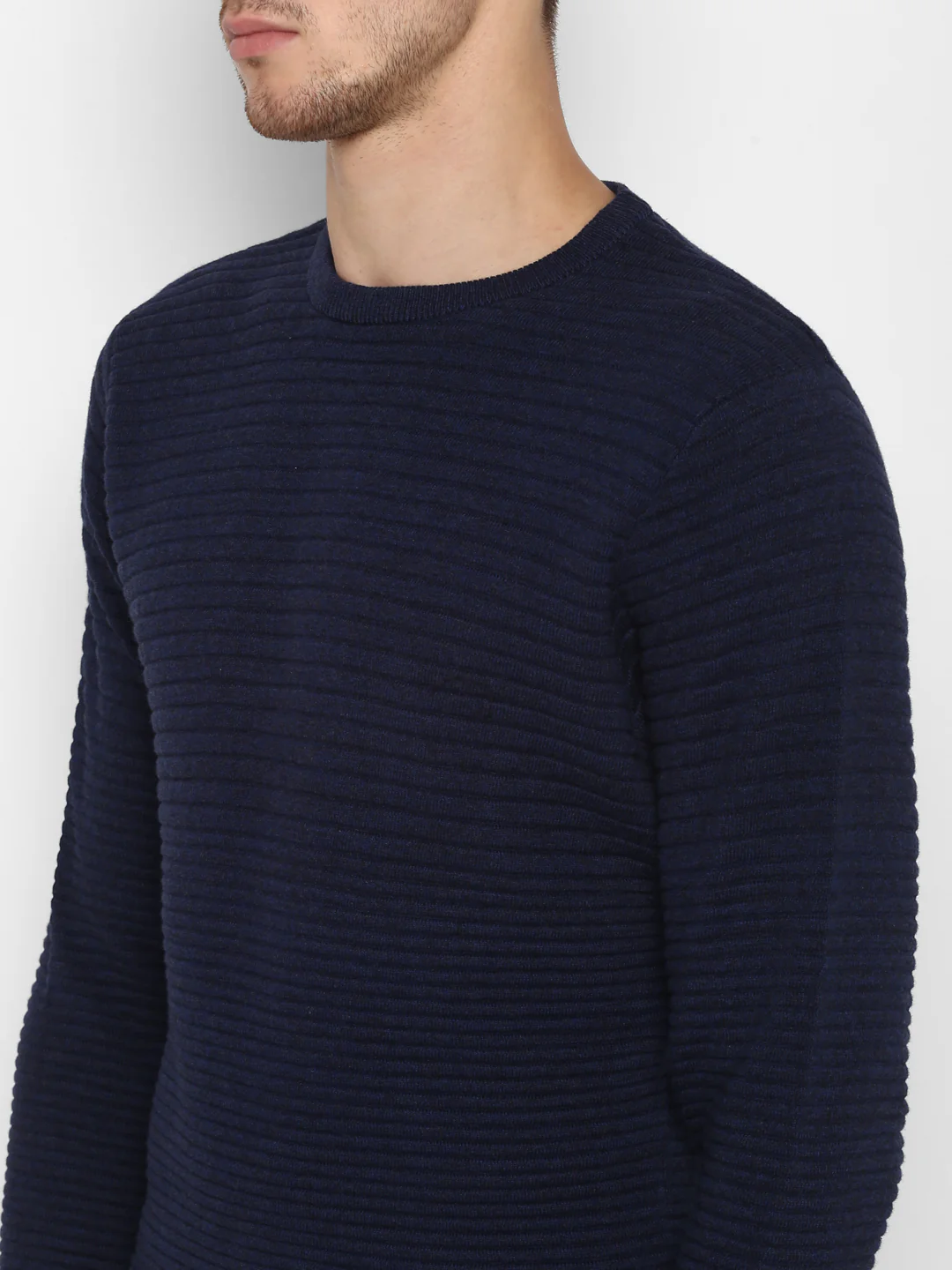 Mens Mid Night Blue Melange Sweater - Image 3
