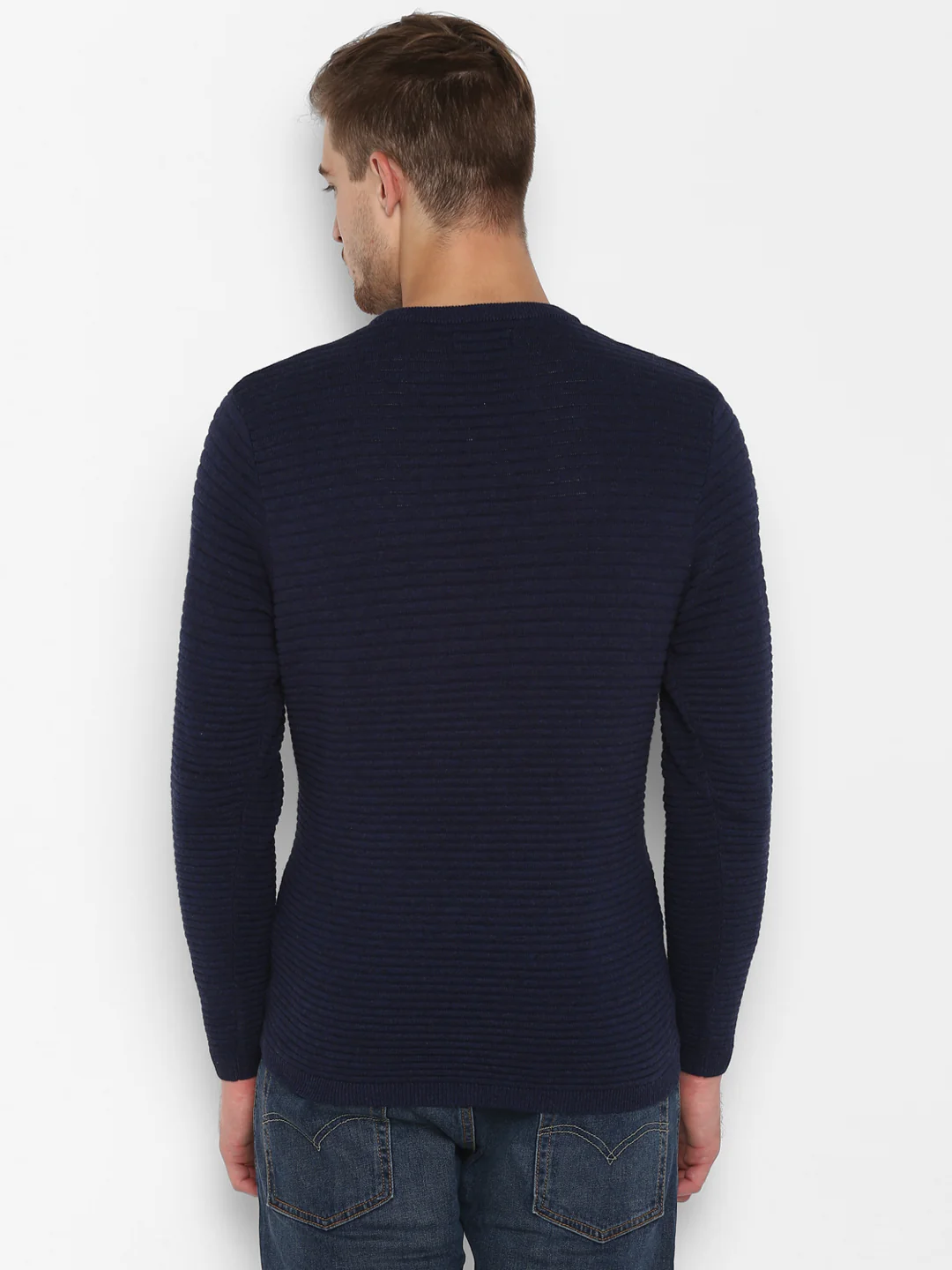 Mens Mid Night Blue Melange Sweater - Image 4