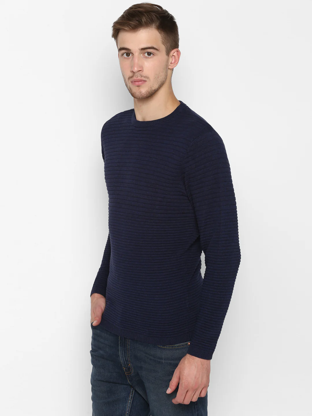 Mens Mid Night Blue Melange Sweater - Image 5