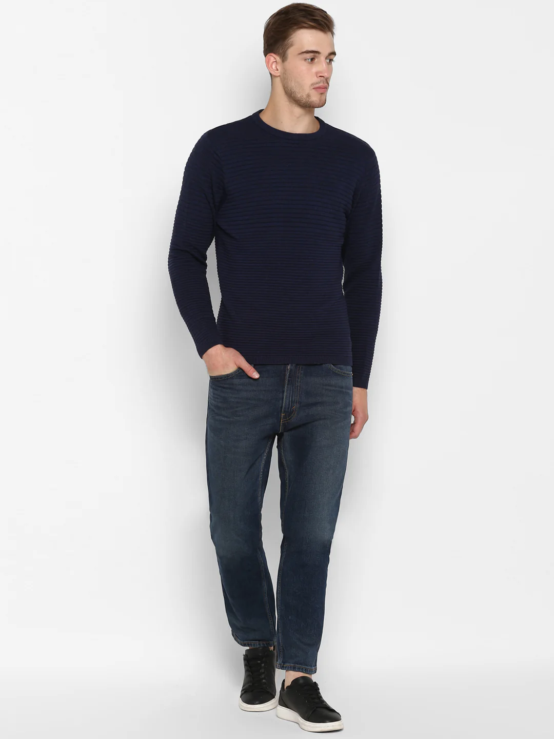 Mens Mid Night Blue Melange Sweater - Image 6