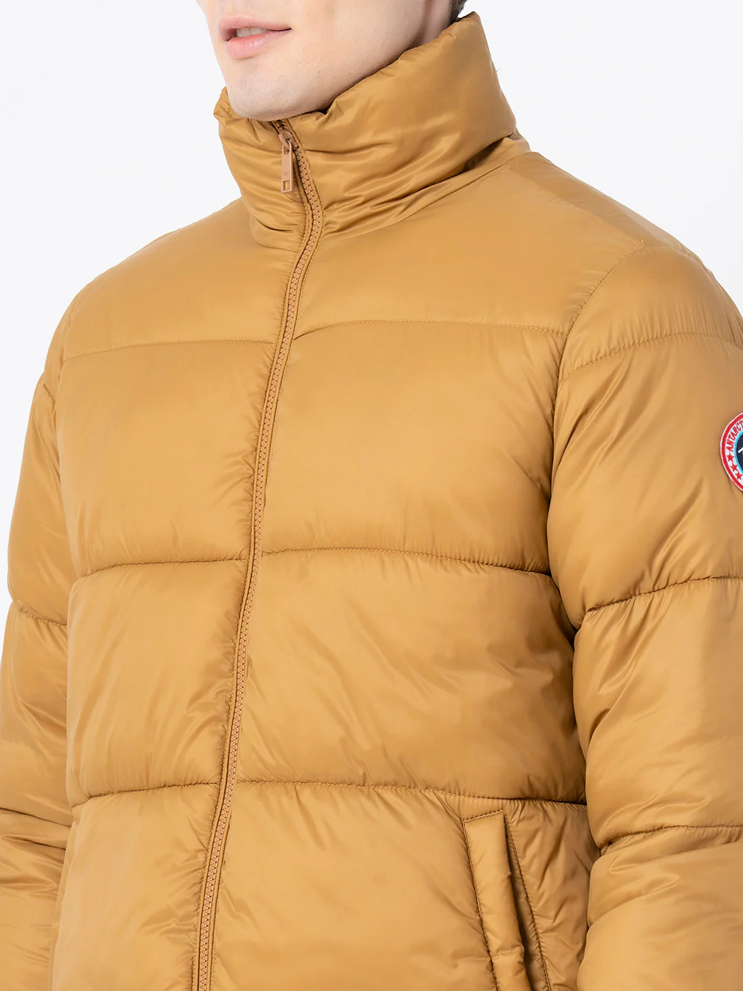 Men's Mustard Solid Jacket - Image 4