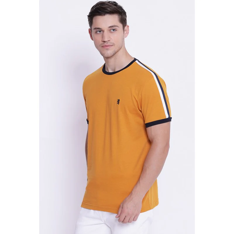 Men's Mustard Round Neck T-Shirt - Image 2