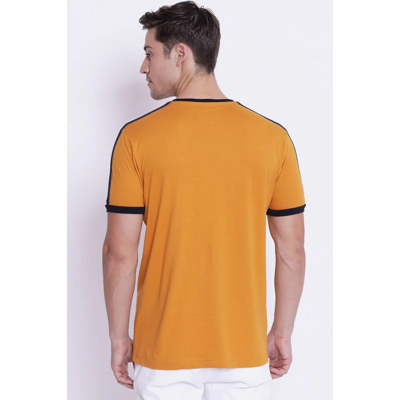 Men's Mustard Round Neck T-Shirt - Image 3