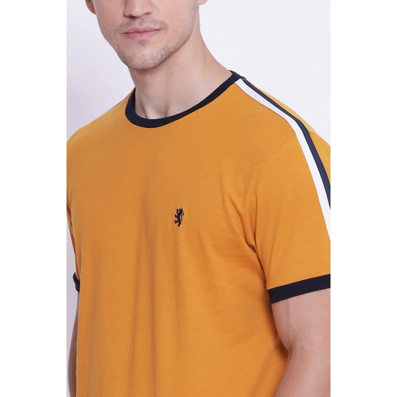 Men's Mustard Round Neck T-Shirt - Image 4