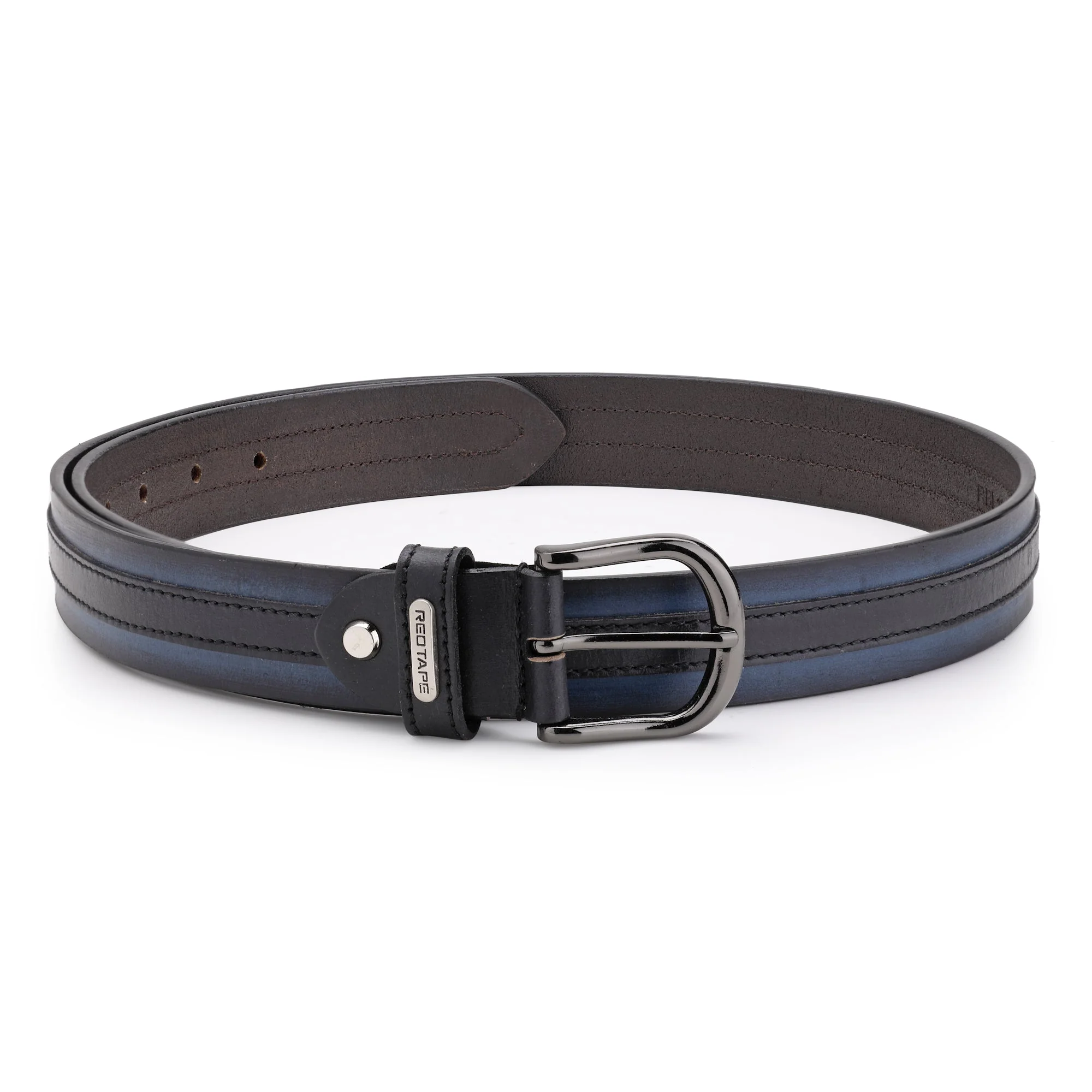 Men's Navy Black Genuine Leather Wallet & Belt Combo - Image 4