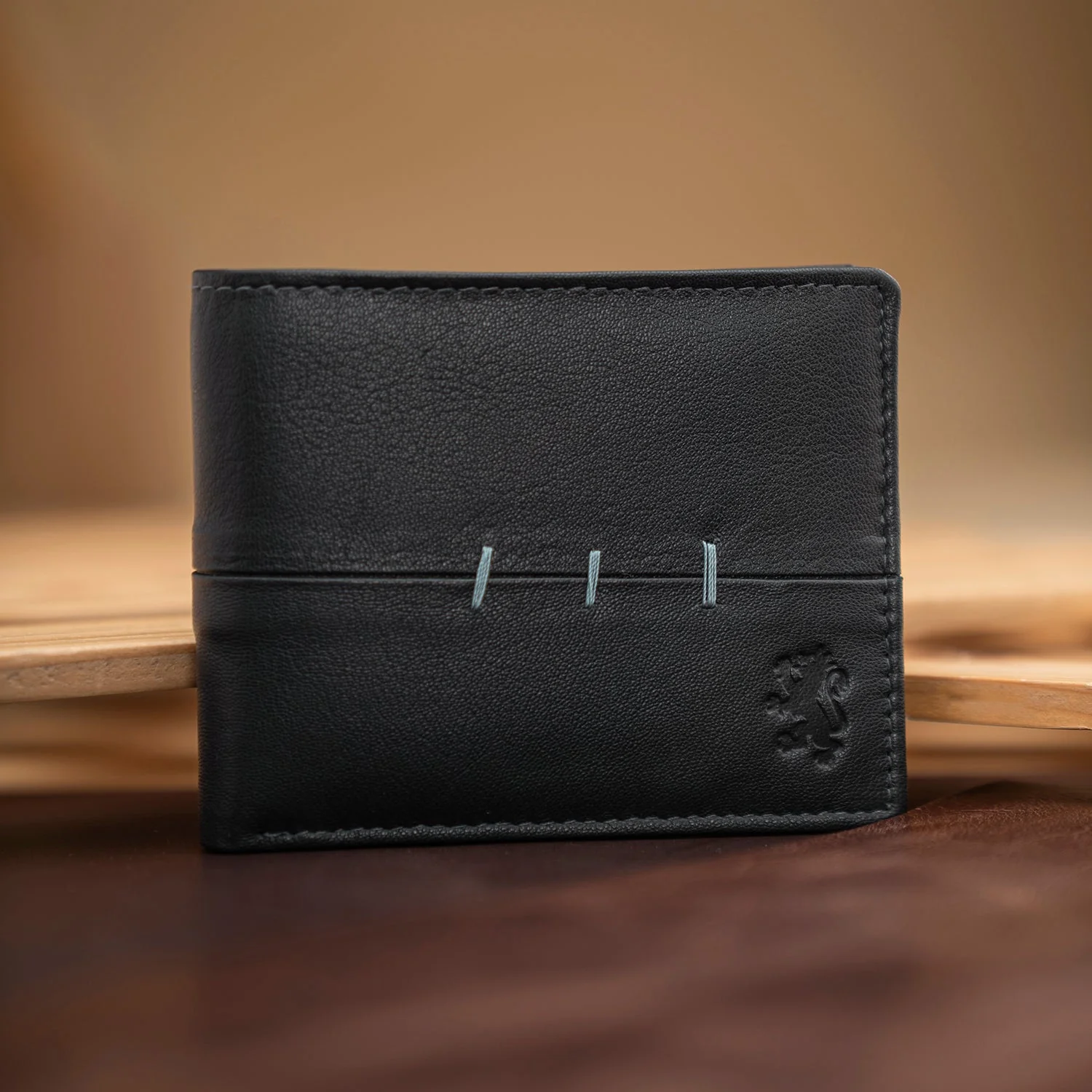 Men's Navy Black Genuine Leather Wallet & Belt Combo - Image 5