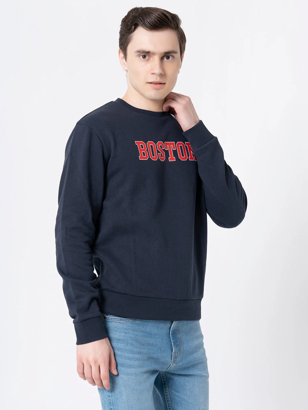 Men's Navy Graphic Print Sweatshirt - Image 2