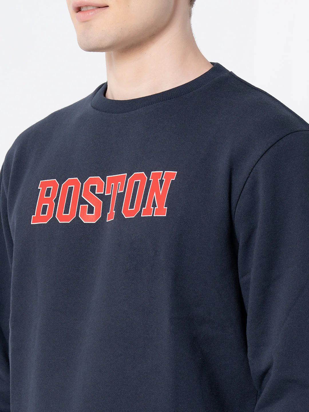 Men's Navy Graphic Print Sweatshirt - Image 4