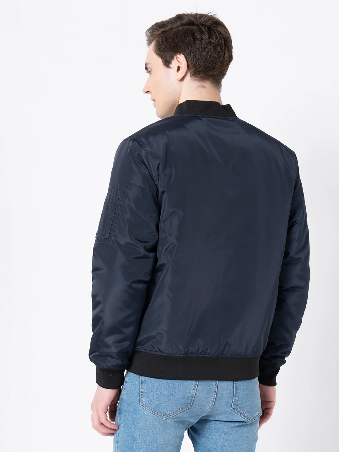 Men's Navy Solid Jacket - Image 3