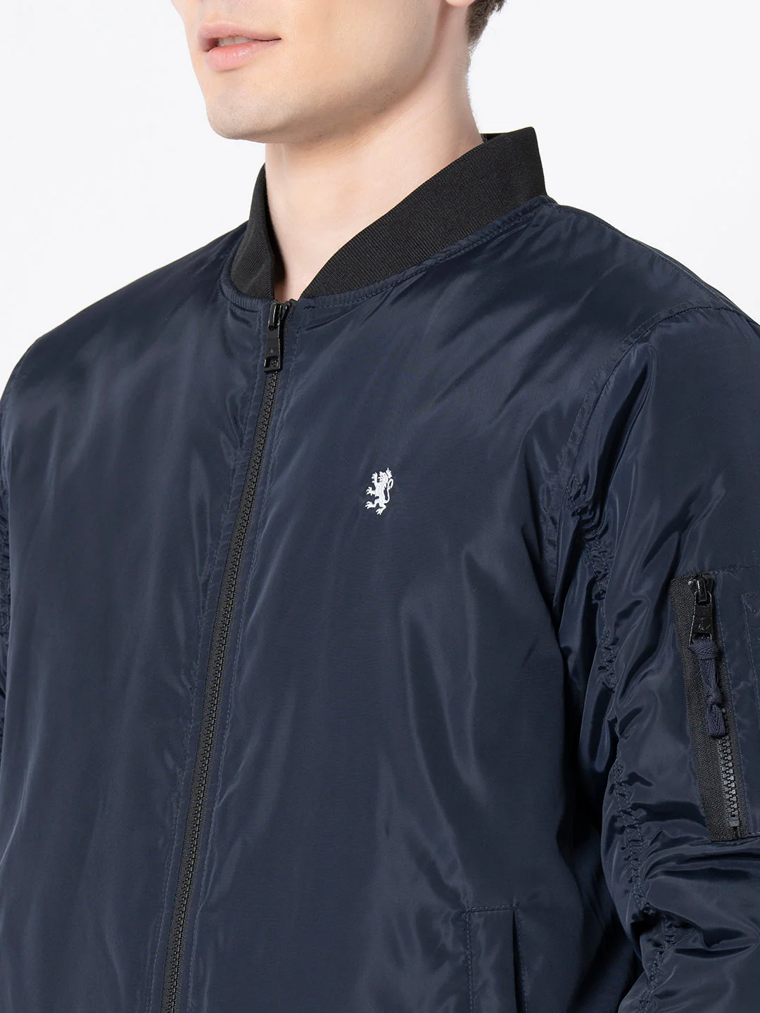 Men's Navy Solid Jacket - Image 4