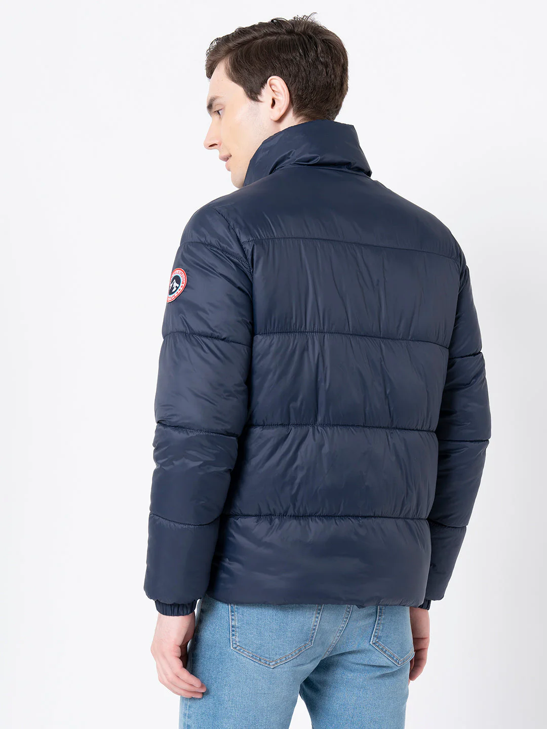 Men's Navy Solid Jacket - Image 3