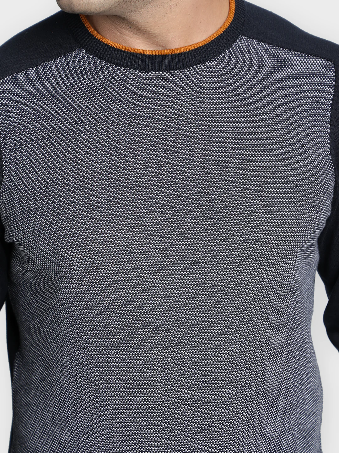 Men's Navy Cotton Sweater - Image 4