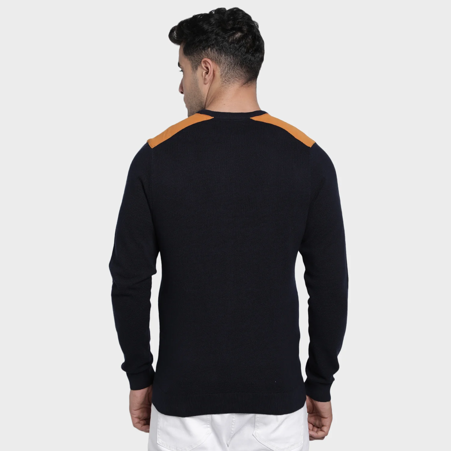 Men's Navy Cotton Sweater - Image 4