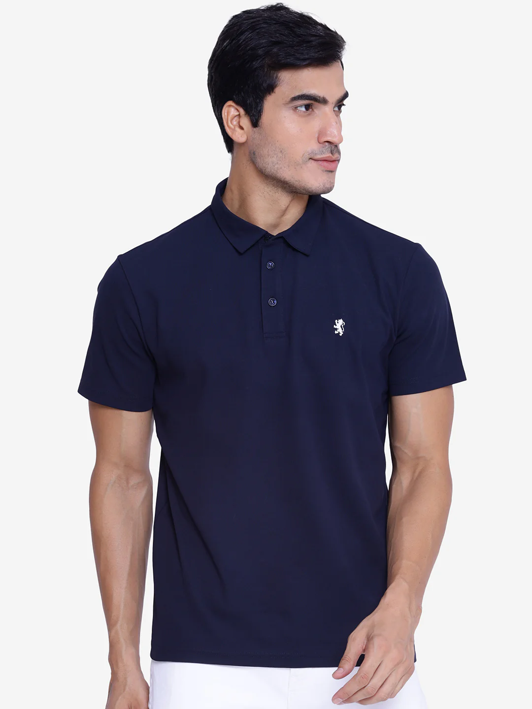 Men's Navy Collared T-Shirt - Image 2