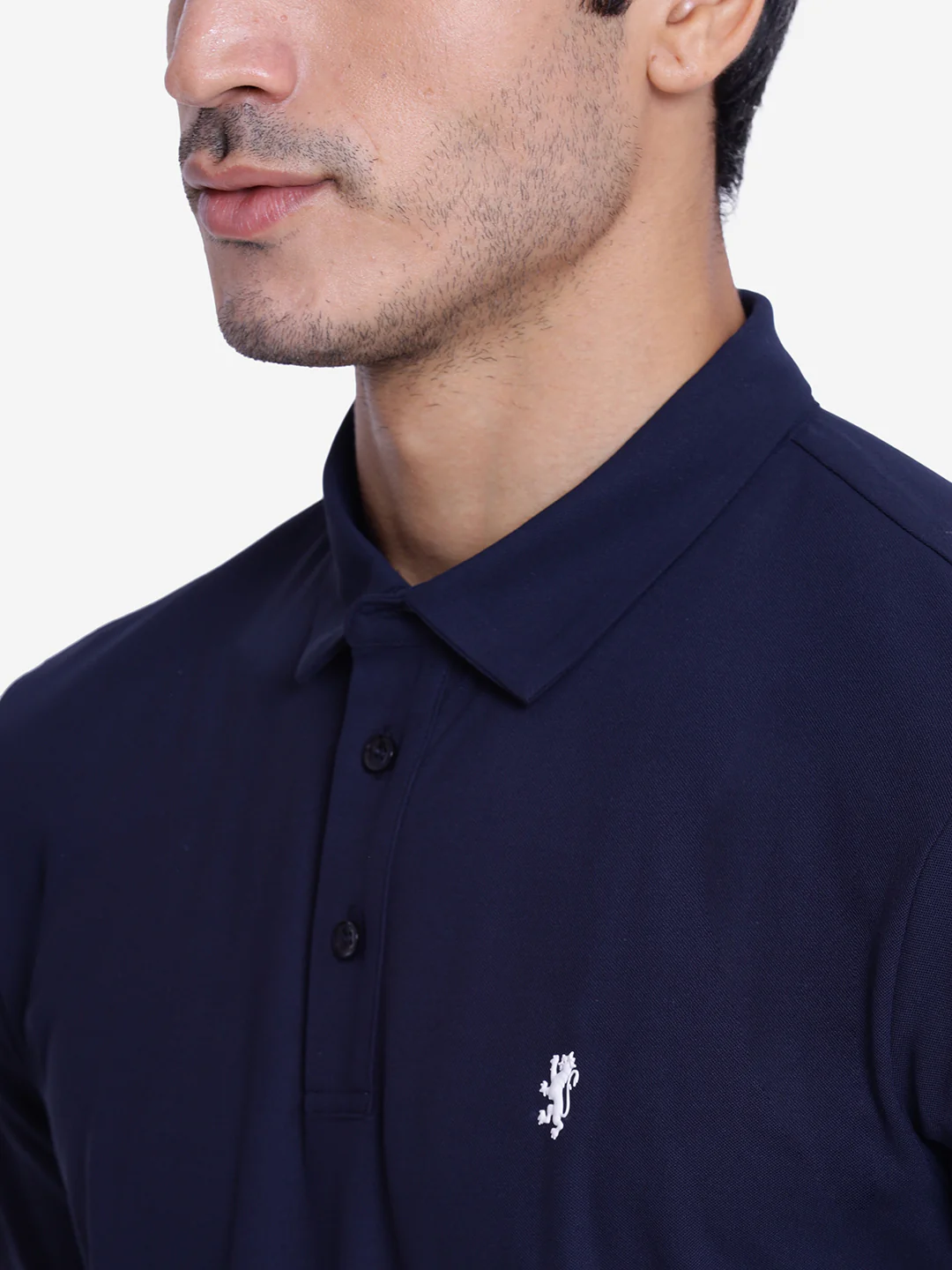 Men's Navy Collared T-Shirt - Image 3