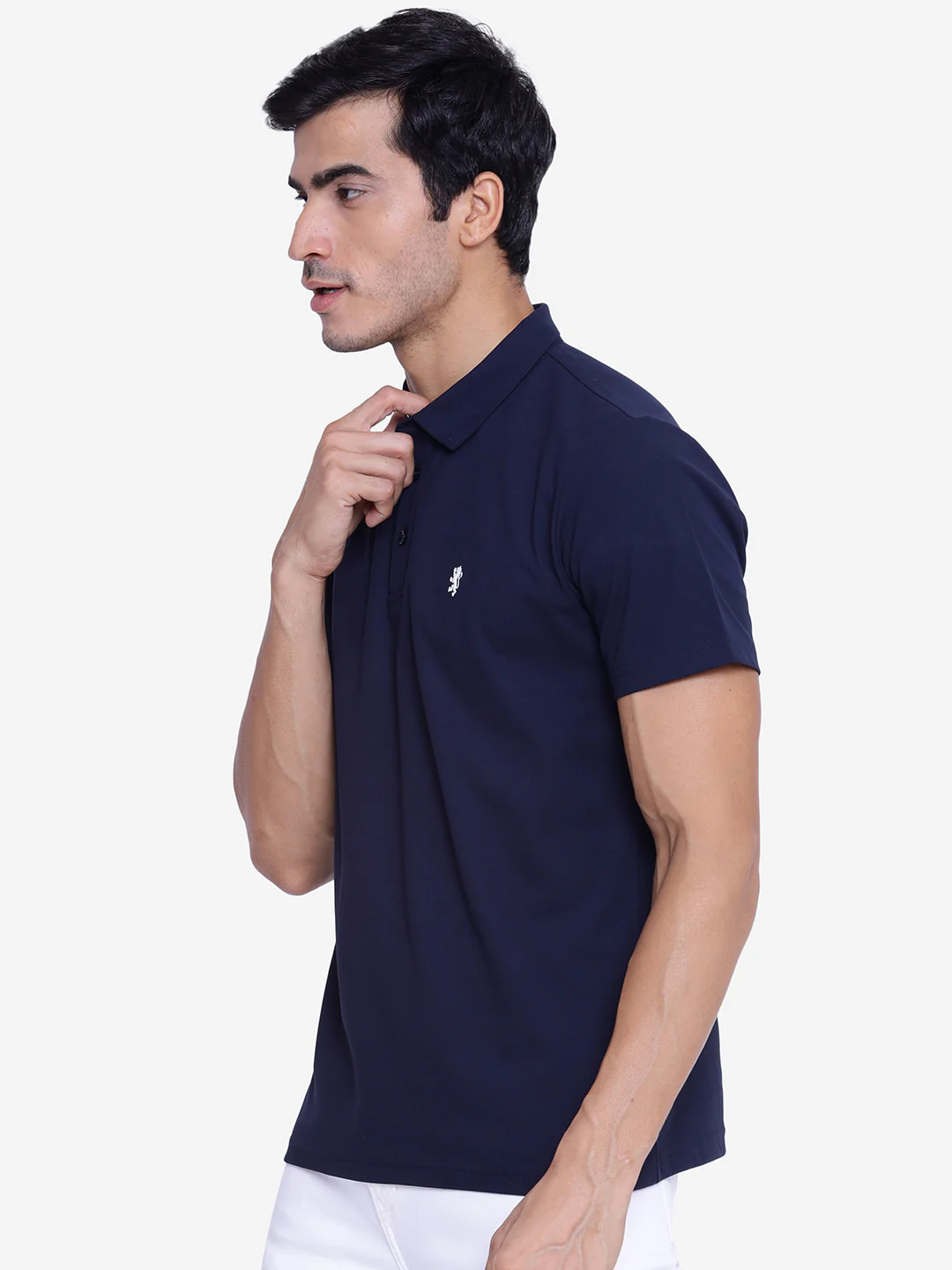 Men's Navy Collared T-Shirt - Image 4