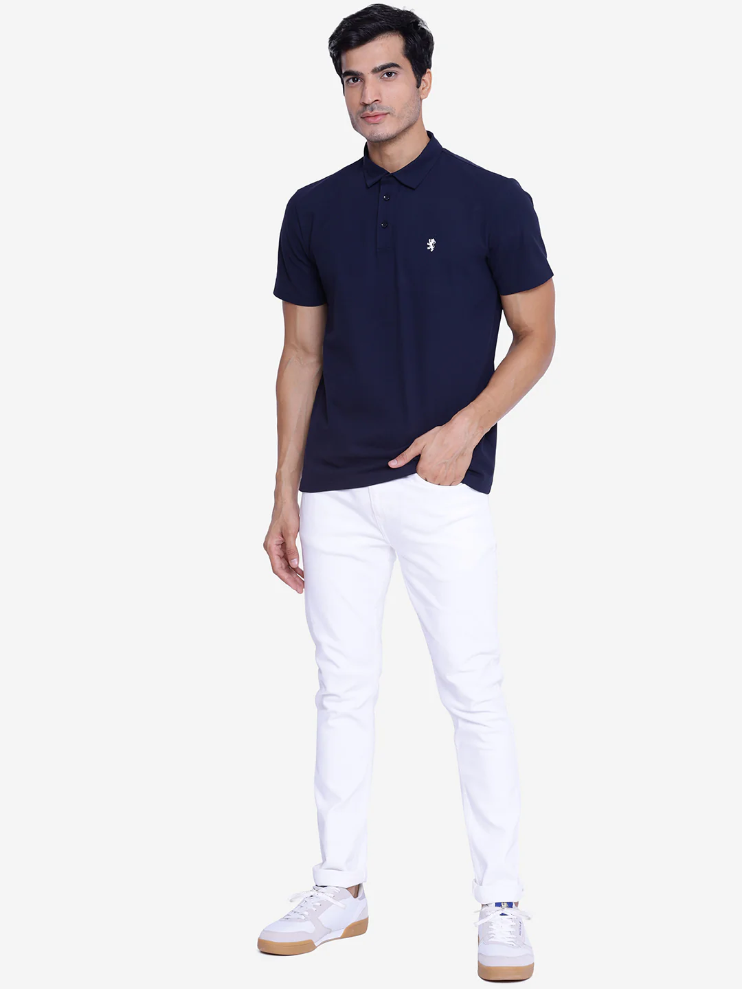 Men's Navy Collared T-Shirt - Image 6