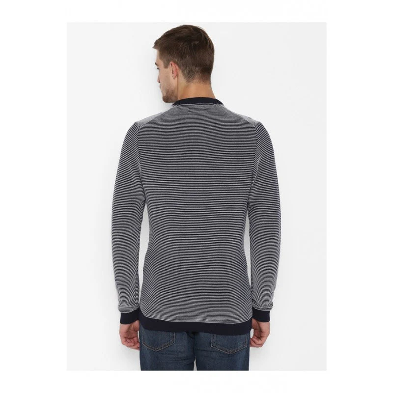 Mens Navy White Sweater - Image 3