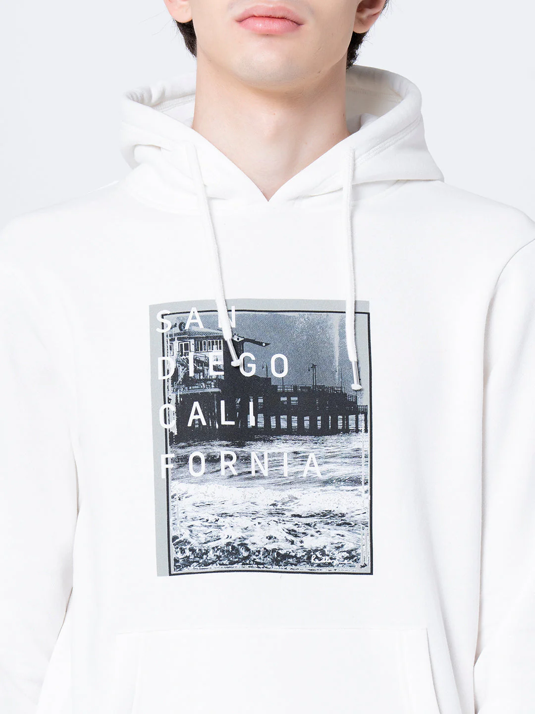Men's Off White Graphic Print Hoodie - Image 4