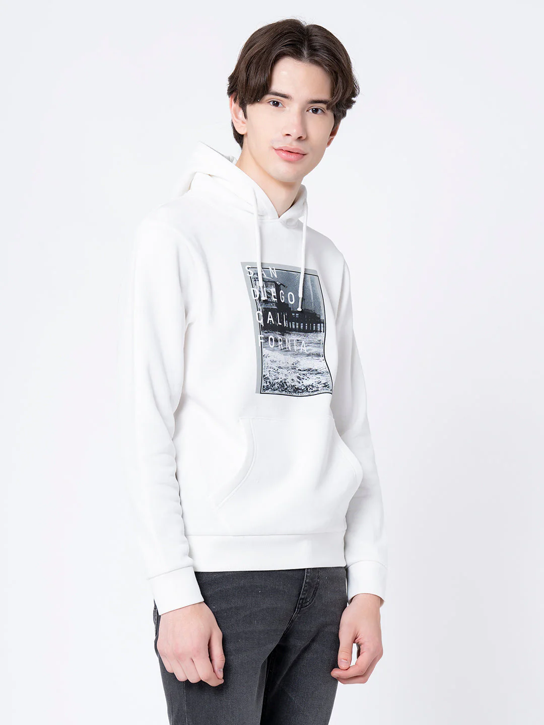Men's Off White Graphic Print Hoodie - Image 6