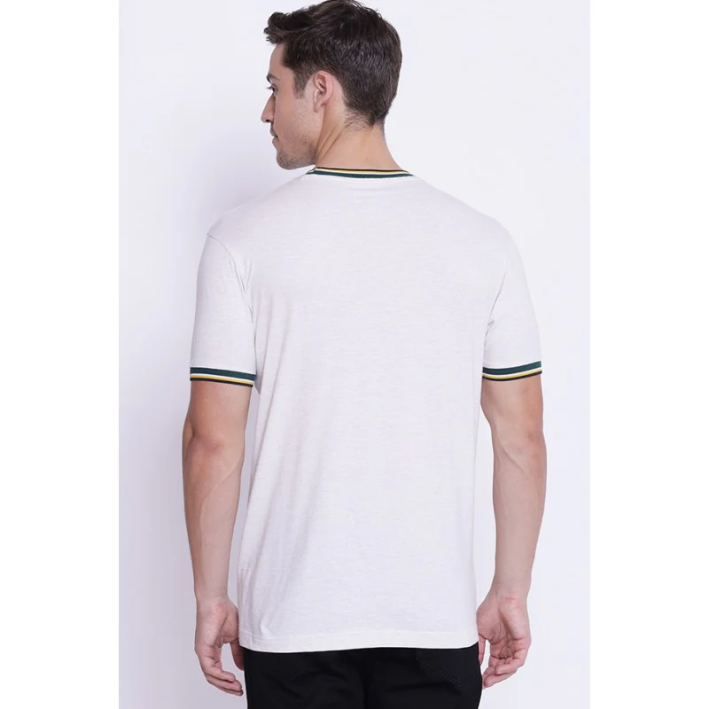 Men's Off White Round Neck T-Shirt - Image 3