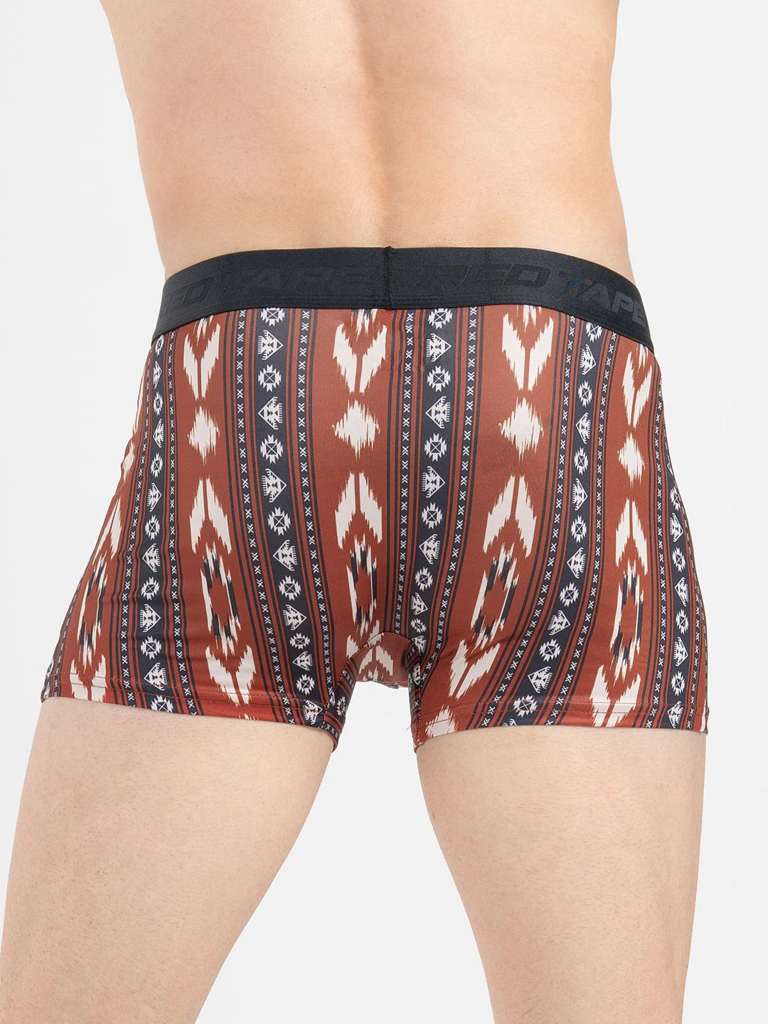 Men's Red Printed Elasticated Polyester Stretched Woven Trunk - Image 4
