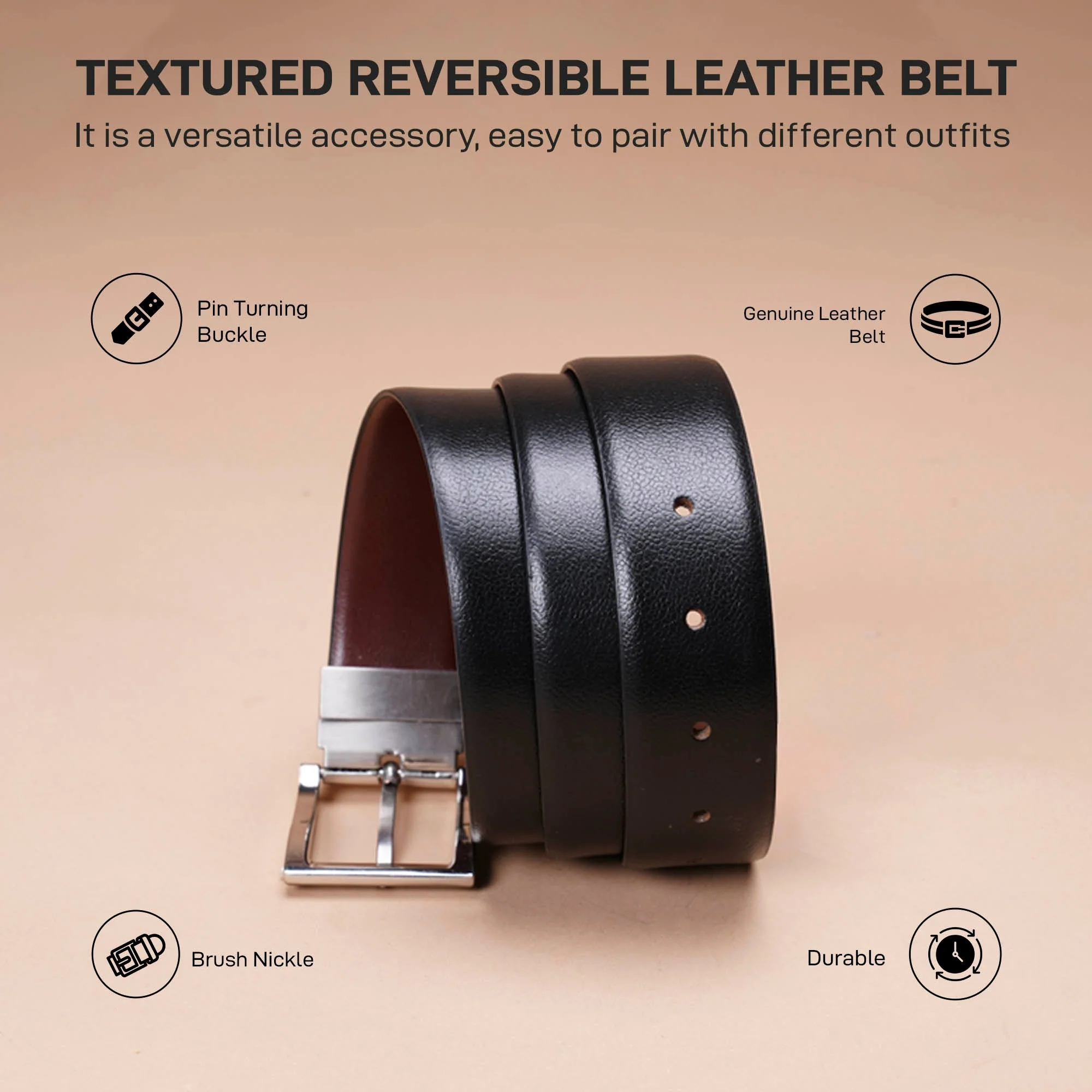 Men's Reversible Leather Belt - Image 2