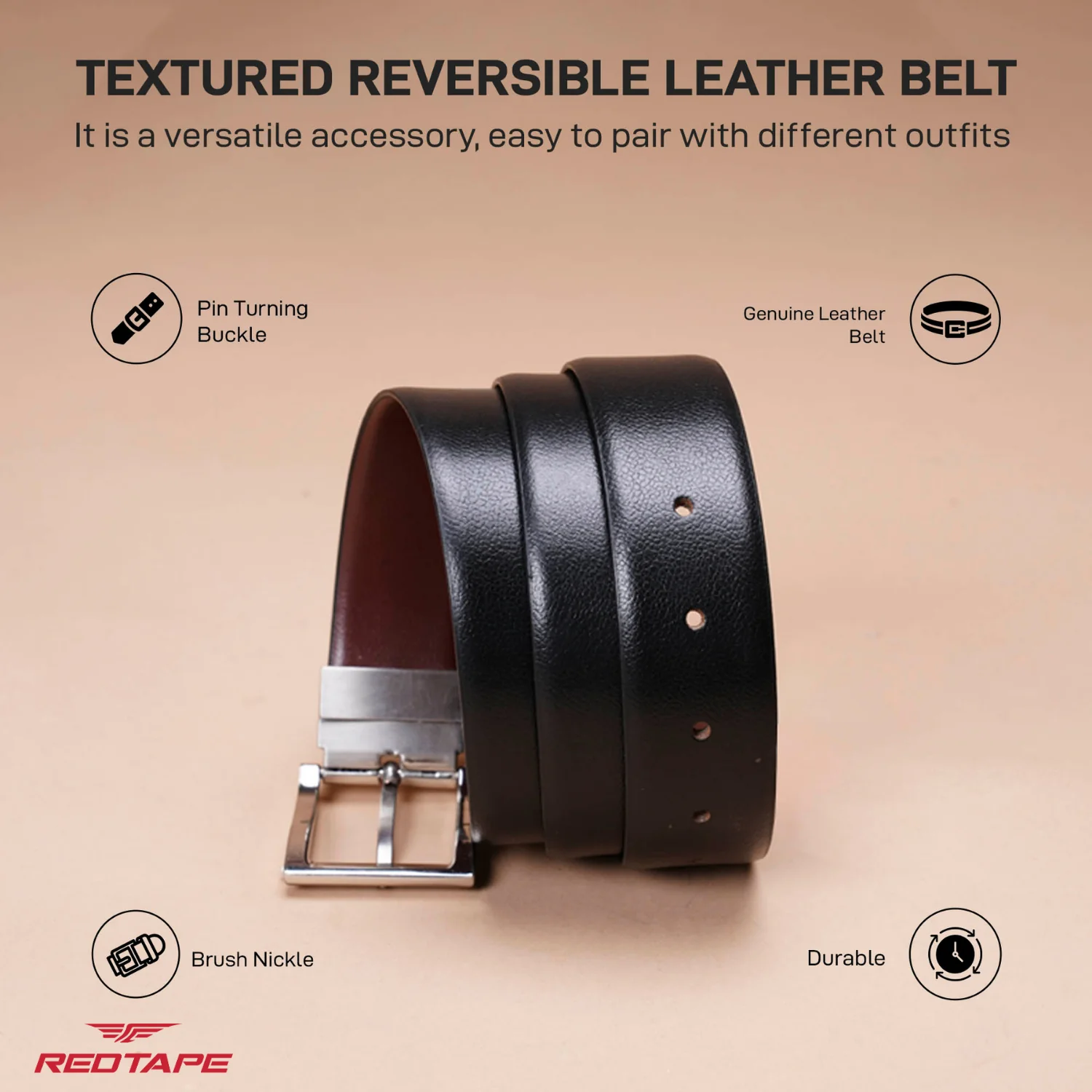 Men's Reversible Leather Belt - Image 3