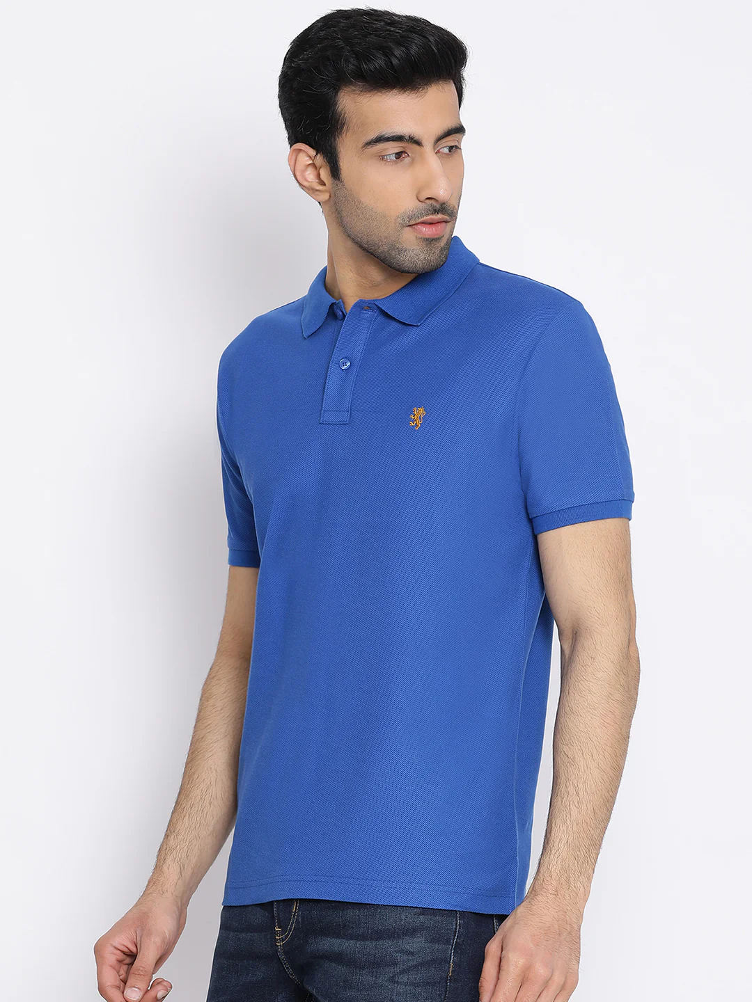 Men's Royal Blue Collared T-Shirt - Image 2