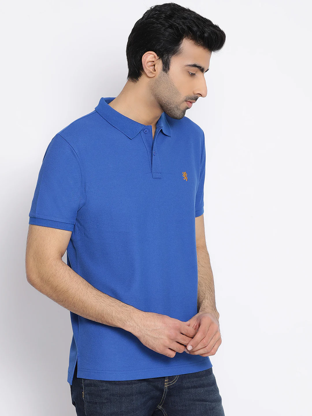 Men's Royal Blue Collared T-Shirt - Image 3