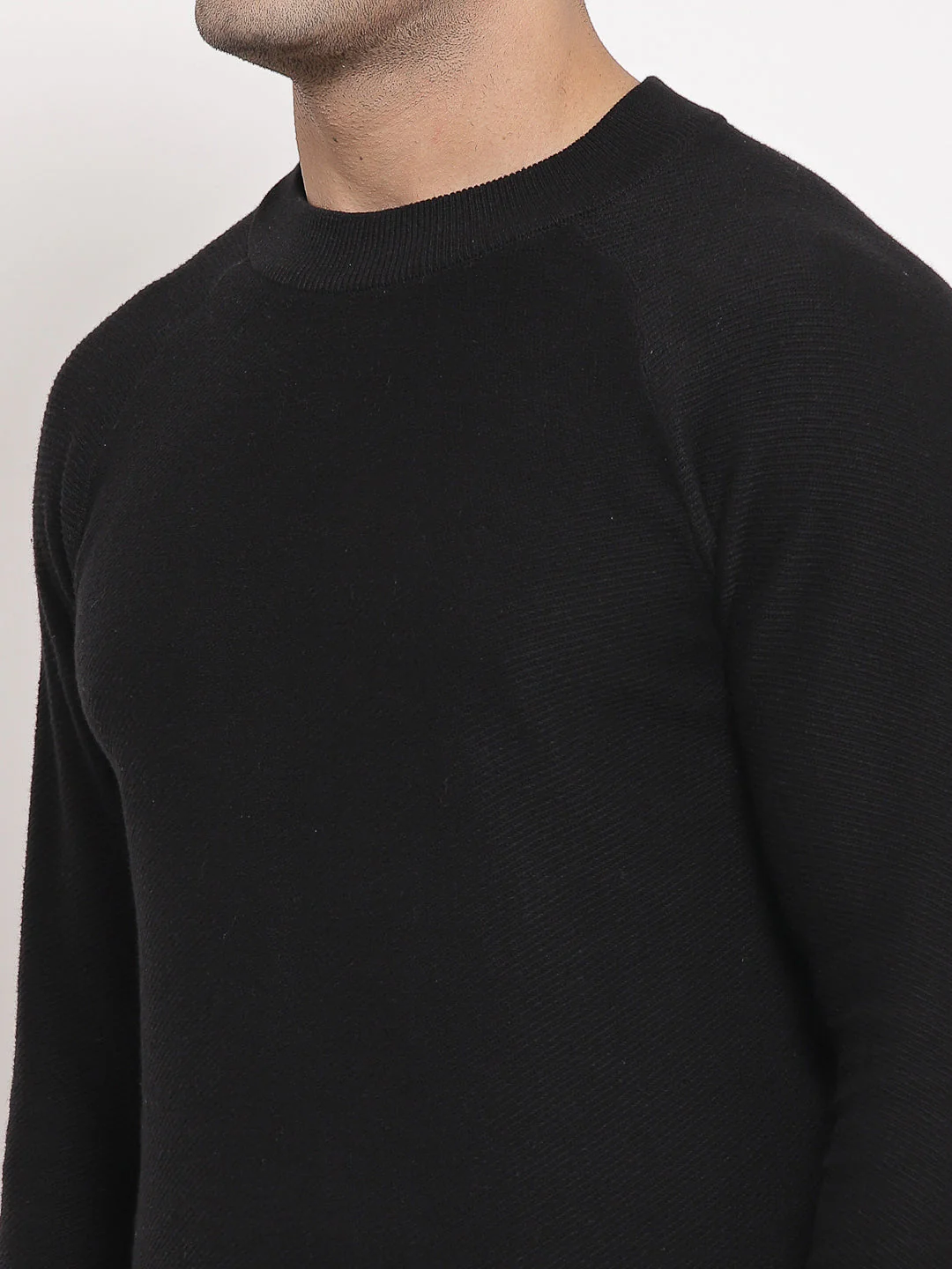 Men's Self Design Black Sweater - Image 4
