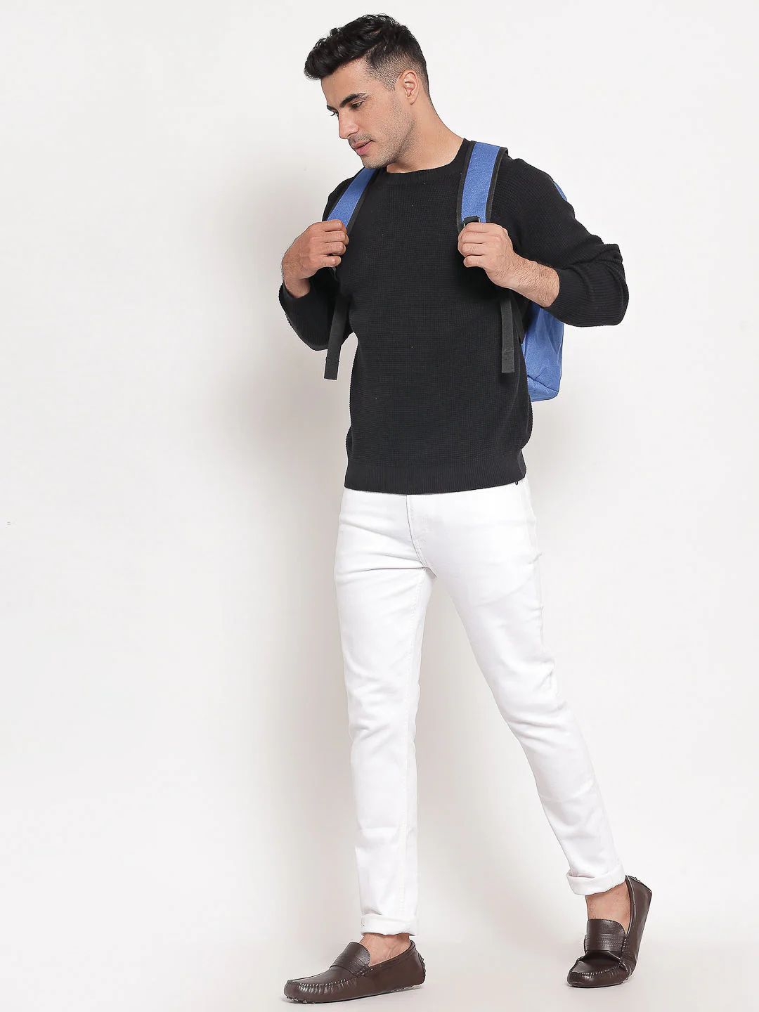 Men's Self Design Black Sweater - Image 4