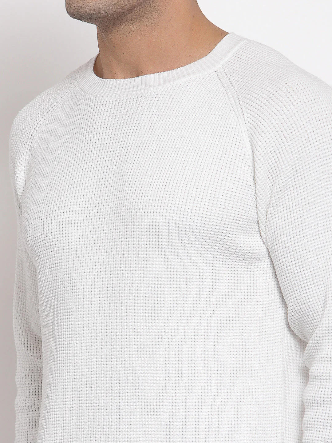 Men's Self Design Off White Sweater - Image 5