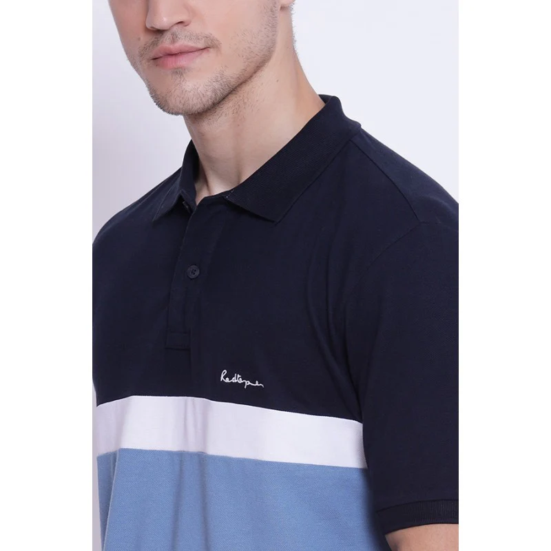 Men's Slate Blue CollaRed T-Shirt - Image 4