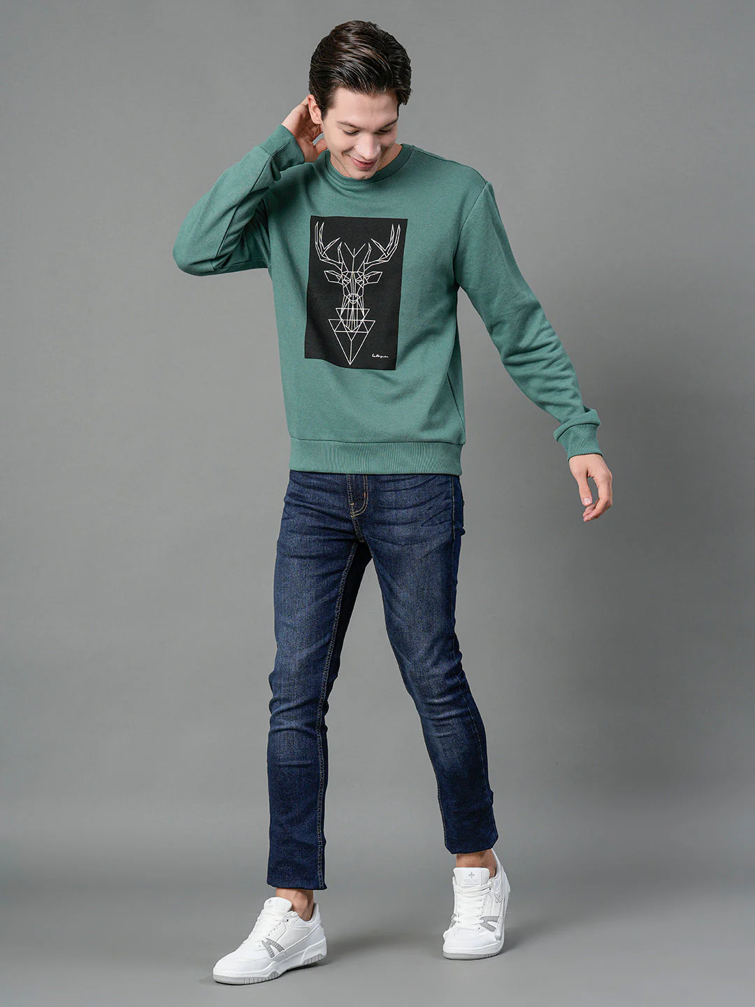 Men's Slate Green Graphic Print Sweatshirt - Image 5