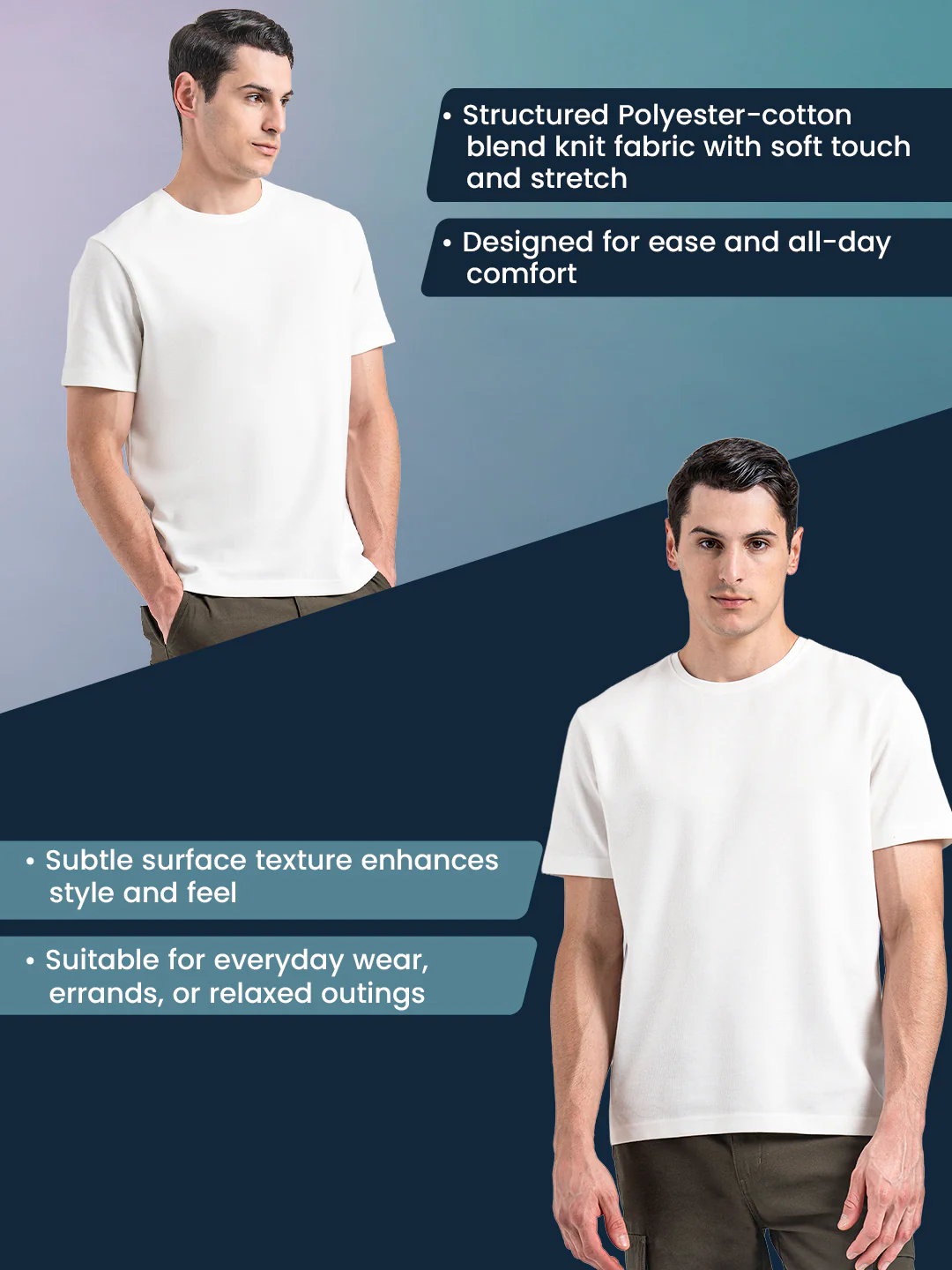 Men's Structured Round Neck T-Shirt - Image 2
