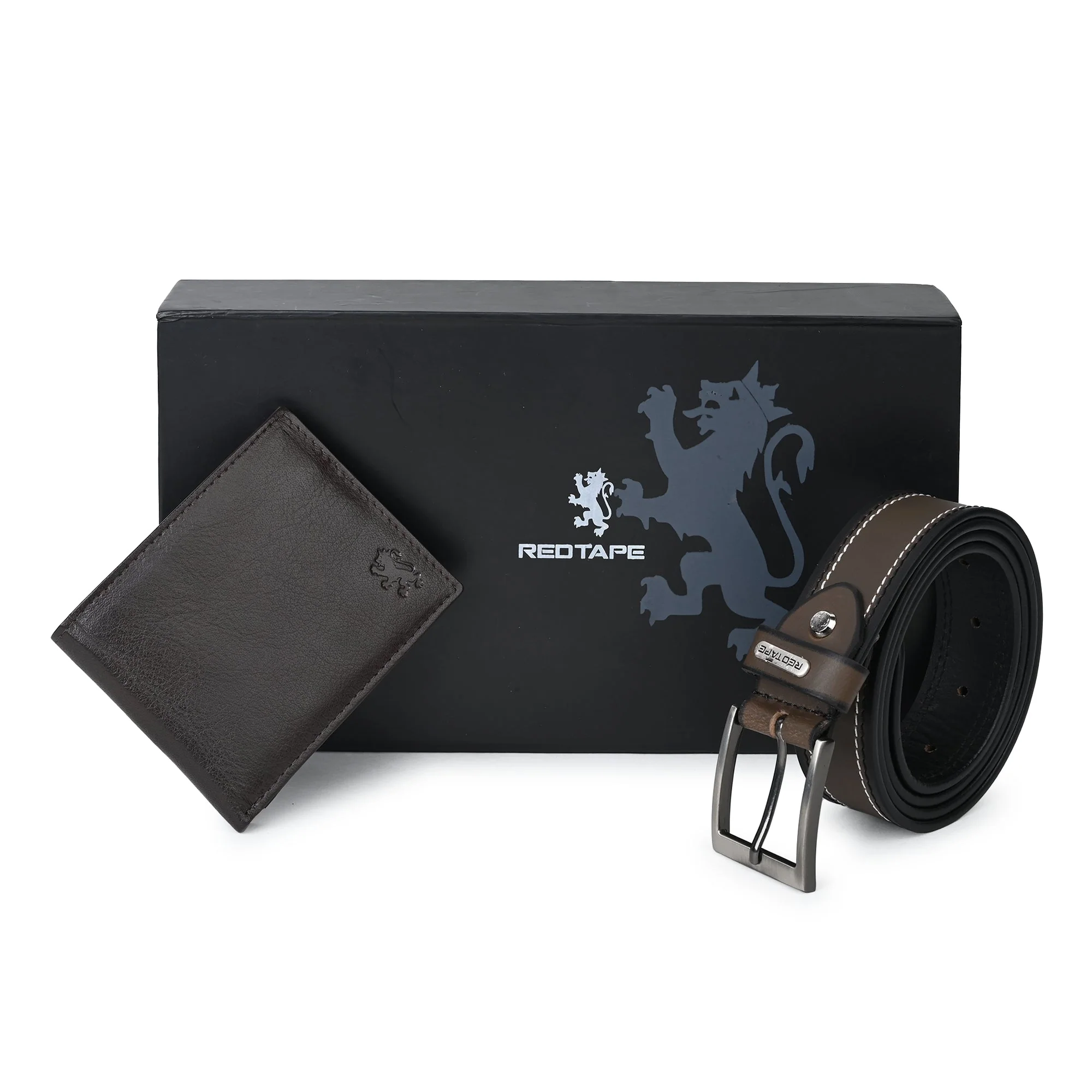Men's Taupe Brown Genuine Leather Wallet & Belt Combo Gift Set - Image 7