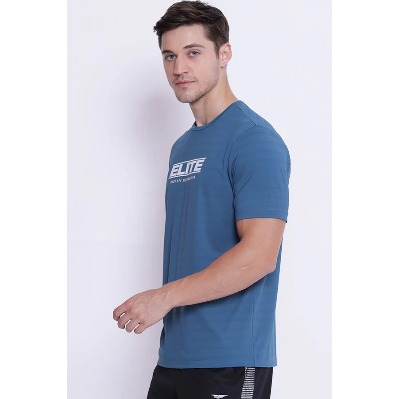 Men's Teal Round Neck Active Wear T-Shirt - Image 2