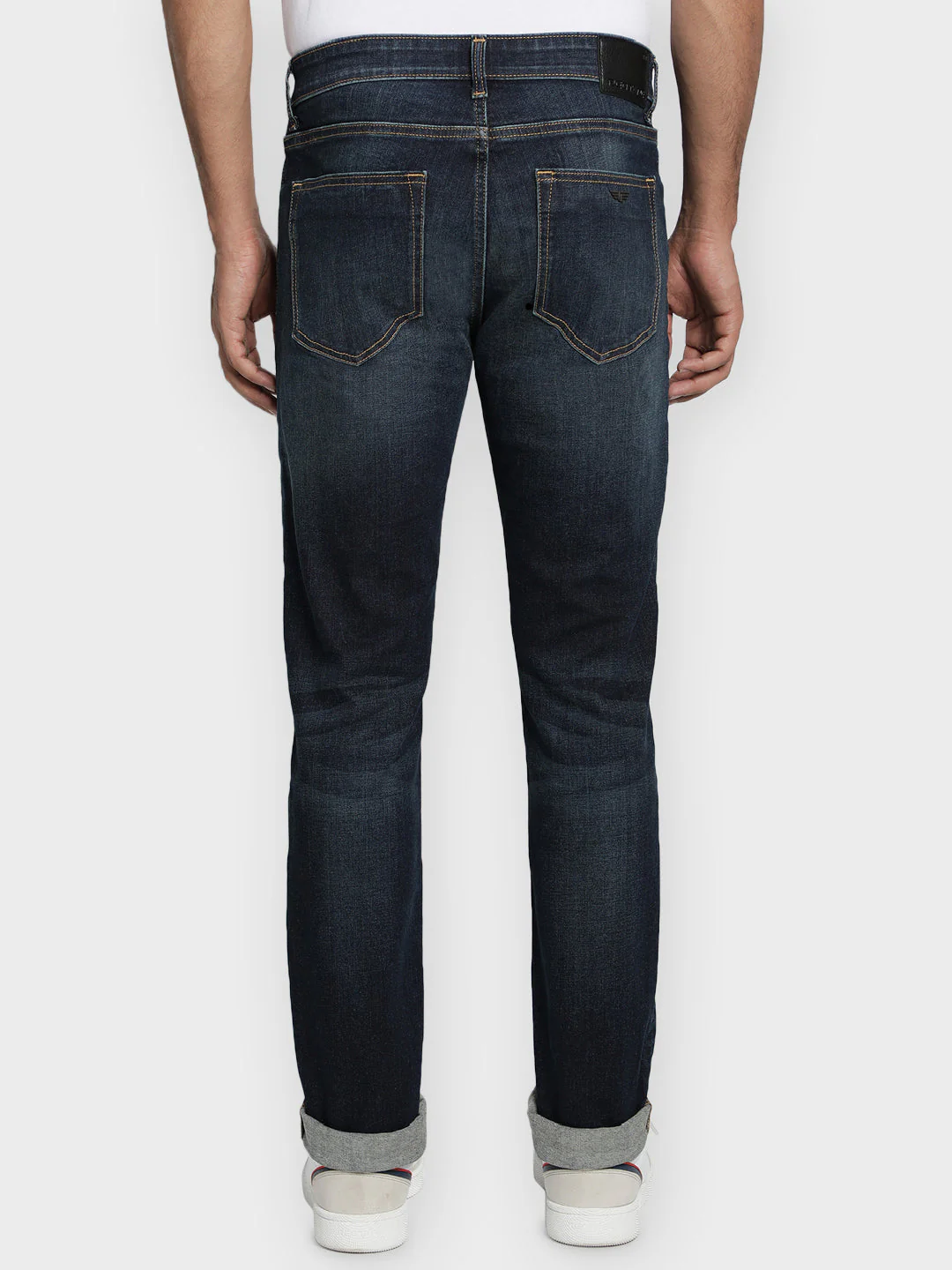 Men's Tinted Dark Blue Cotton Elastane Skinny Fit Jeans - Image 4