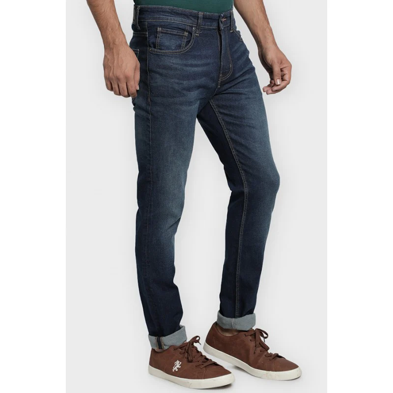 Men's Tinted Dark Blue Denim Jeans - Image 3