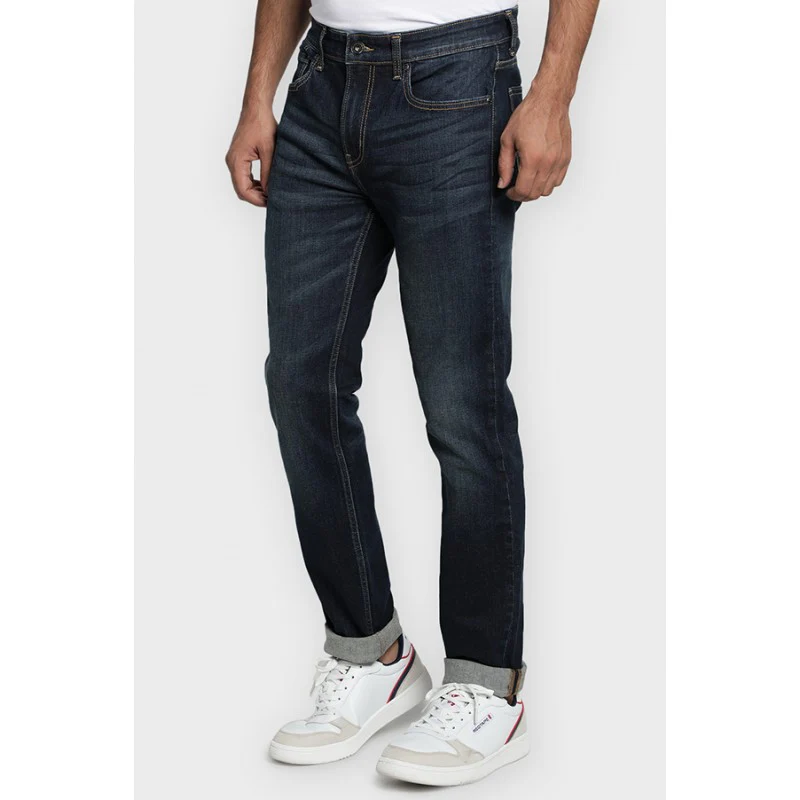 Mens Tinted Dark Blue Denim Jeans - Image 2