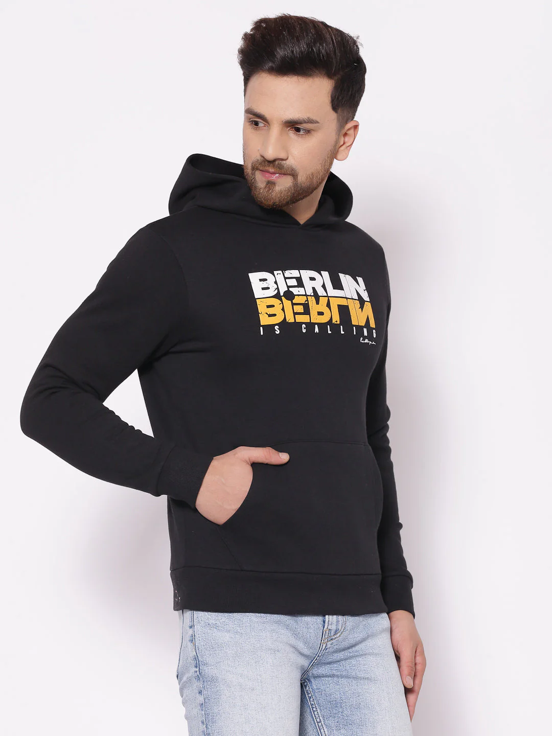 Men's Typographic Black Hoodies - Image 2