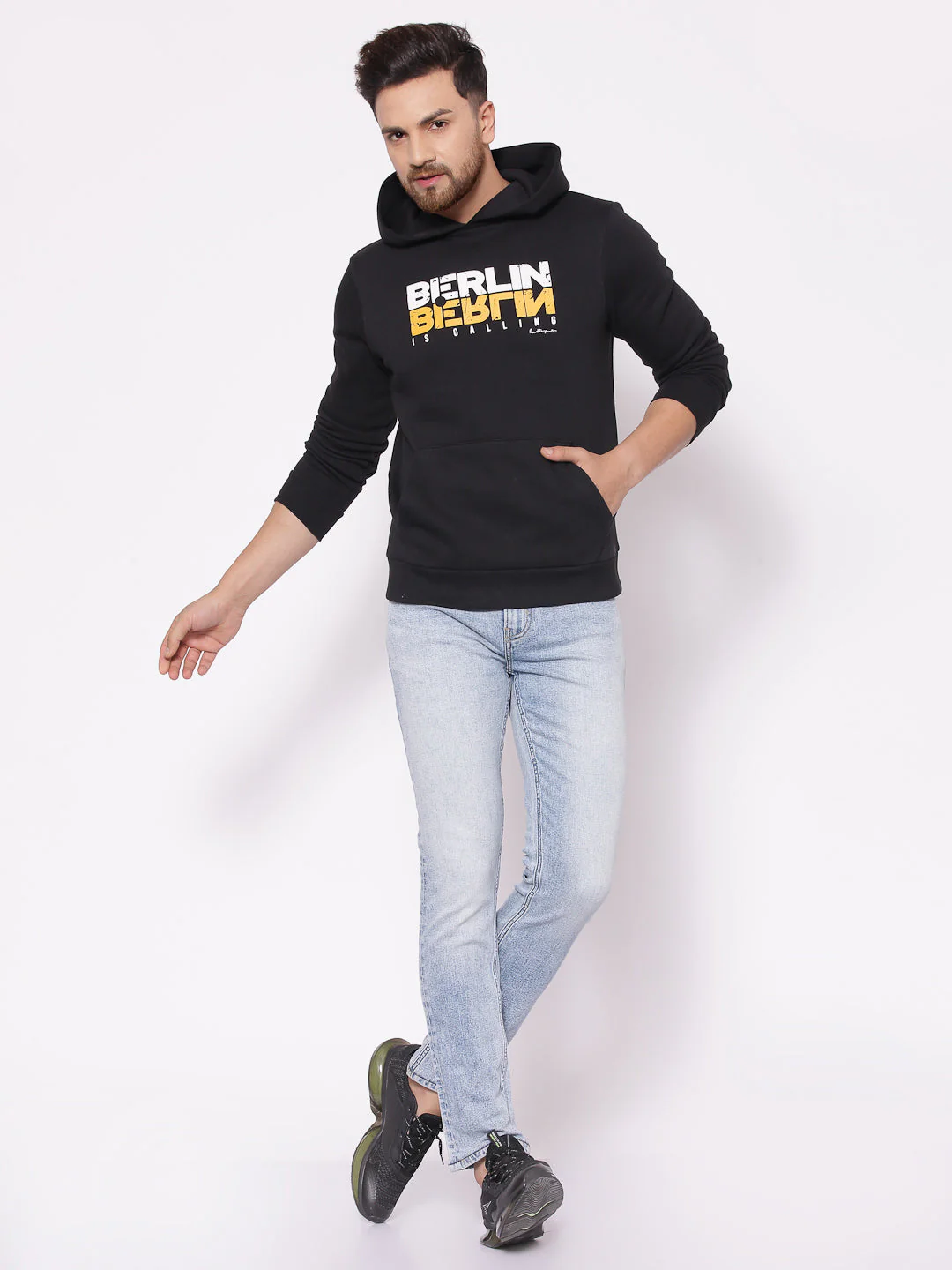 Men's Typographic Black Hoodies - Image 4