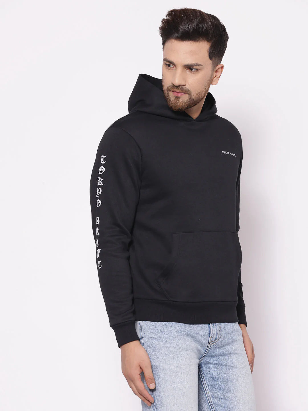 Men's Typographic Black Hoodies - Image 2